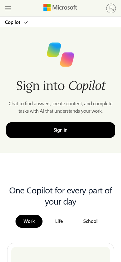 Microsoft Copilot — mobile screenshot