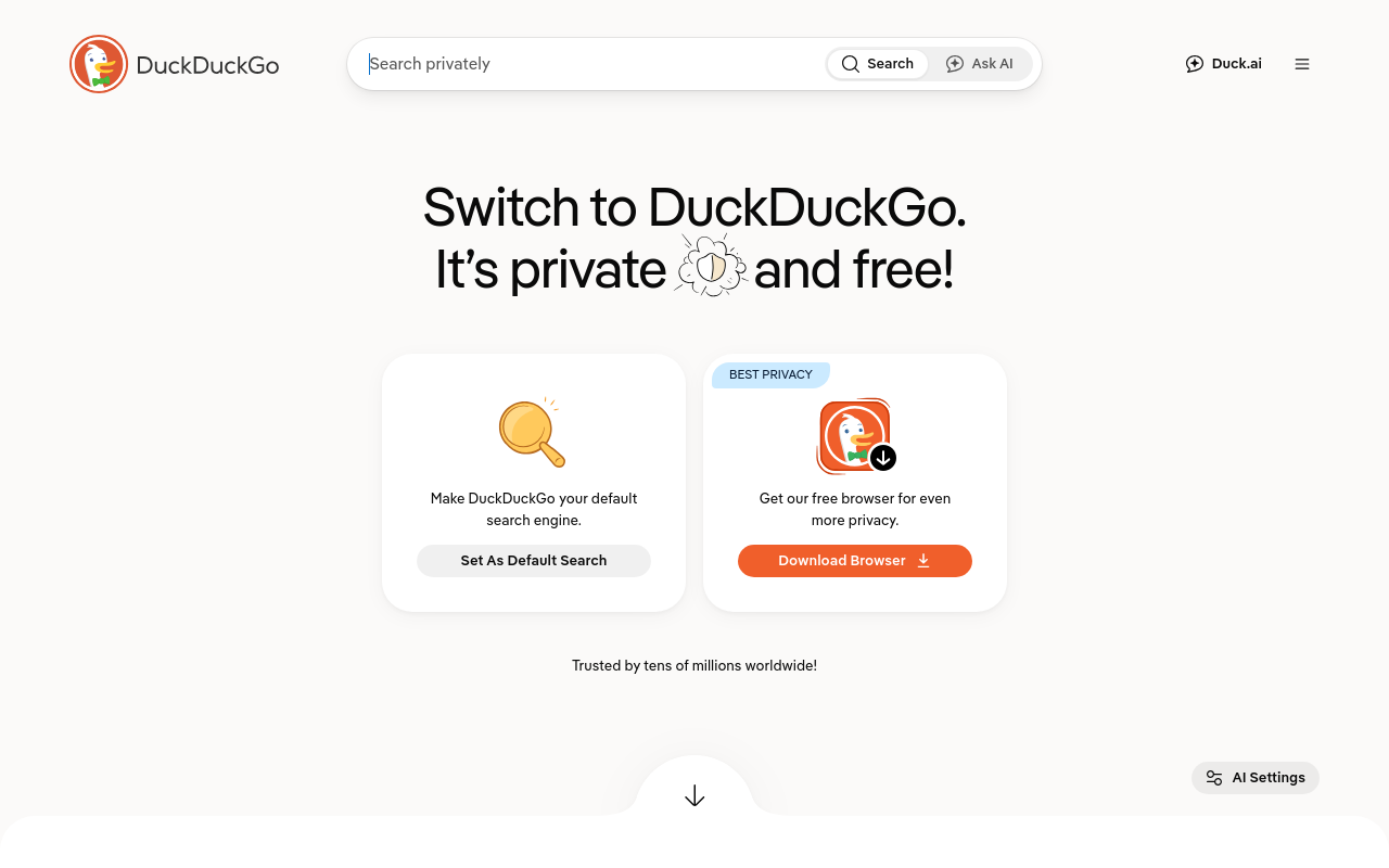 DuckDuckGo — desktop screenshot