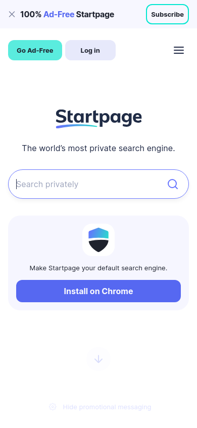 Startpage — mobile screenshot