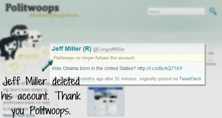 Deleted Politician Tweet from Jeff Miller