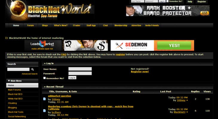 Screenshot of Black Hat World, the Best Blackhat Forum