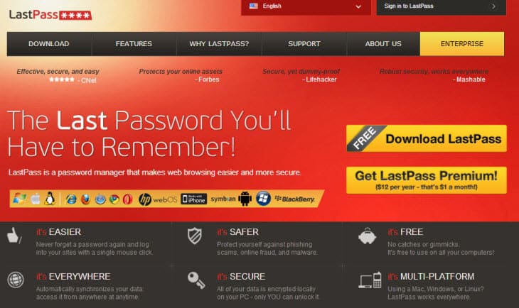 Screenshot of LastPass, the Best Password Manager